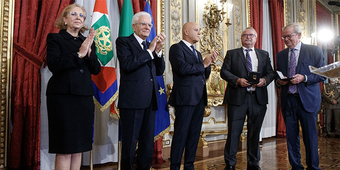 Professor Jens Nørskov (right) and Professor Ib Chorkendorff (2. from right)